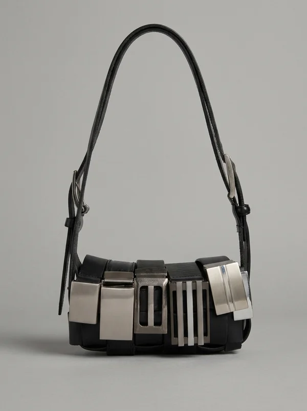 HODAKOVA Black Buckle Baguette Bag