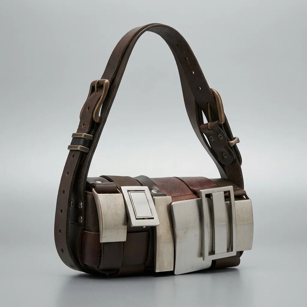HODAKOVA Brown Buckle Baguette Bag
