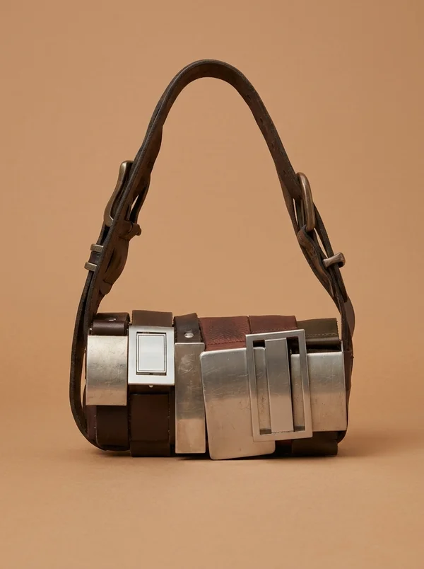 HODAKOVA Brown Buckle Baguette Bag