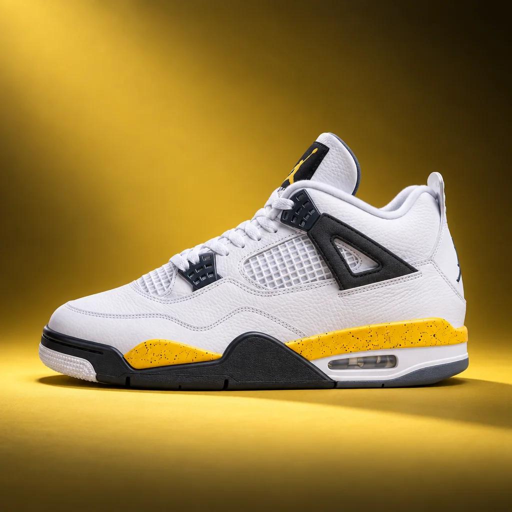 Air Jordan 4 Retro Sneaker White & Tour Yellow