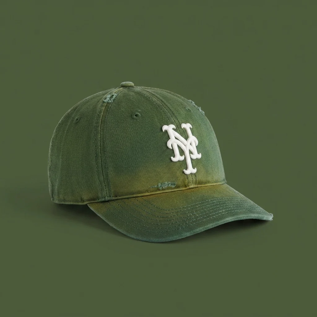 Kith & '47 for the MLB New York Mets Washed Franchise LS Cap - Conifer