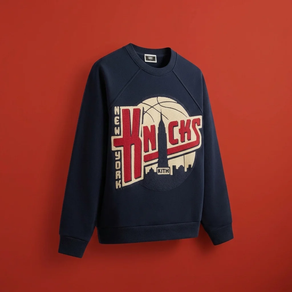 Kith for the New York Knicks Basketball Vintage Nelson Raglan Crewneck - Nocturnal