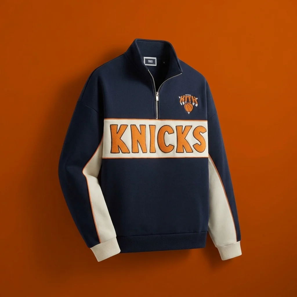 Kith for the New York Knicks Coach Vintage Nelson Quarter Zip - Nocturnal