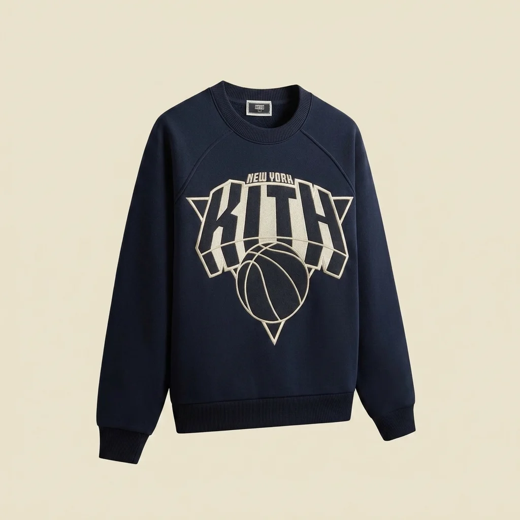 Kith for the New York Knicks Cutoff Nelson Raglan Vintage Crewneck - Nocturnal
