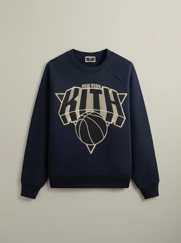 Kith for the New York Knicks Cutoff Nelson Raglan Vintage Crewneck - Nocturnal