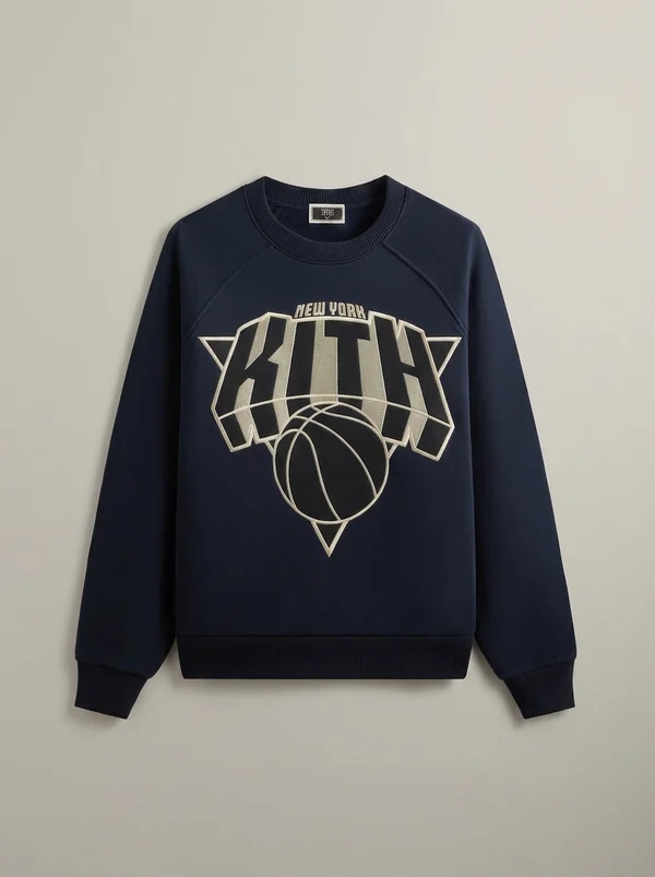Kith for the New York Knicks Cutoff Nelson Raglan Vintage Crewneck - Nocturnal