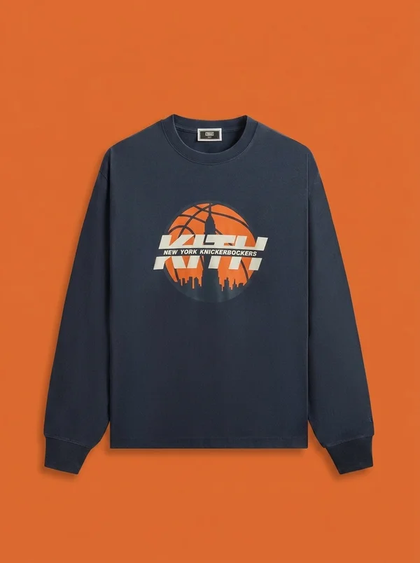 Kith for the New York Knicks Knickerbockers Long Sleeve Quinn Vintage Tee Nocturnal
