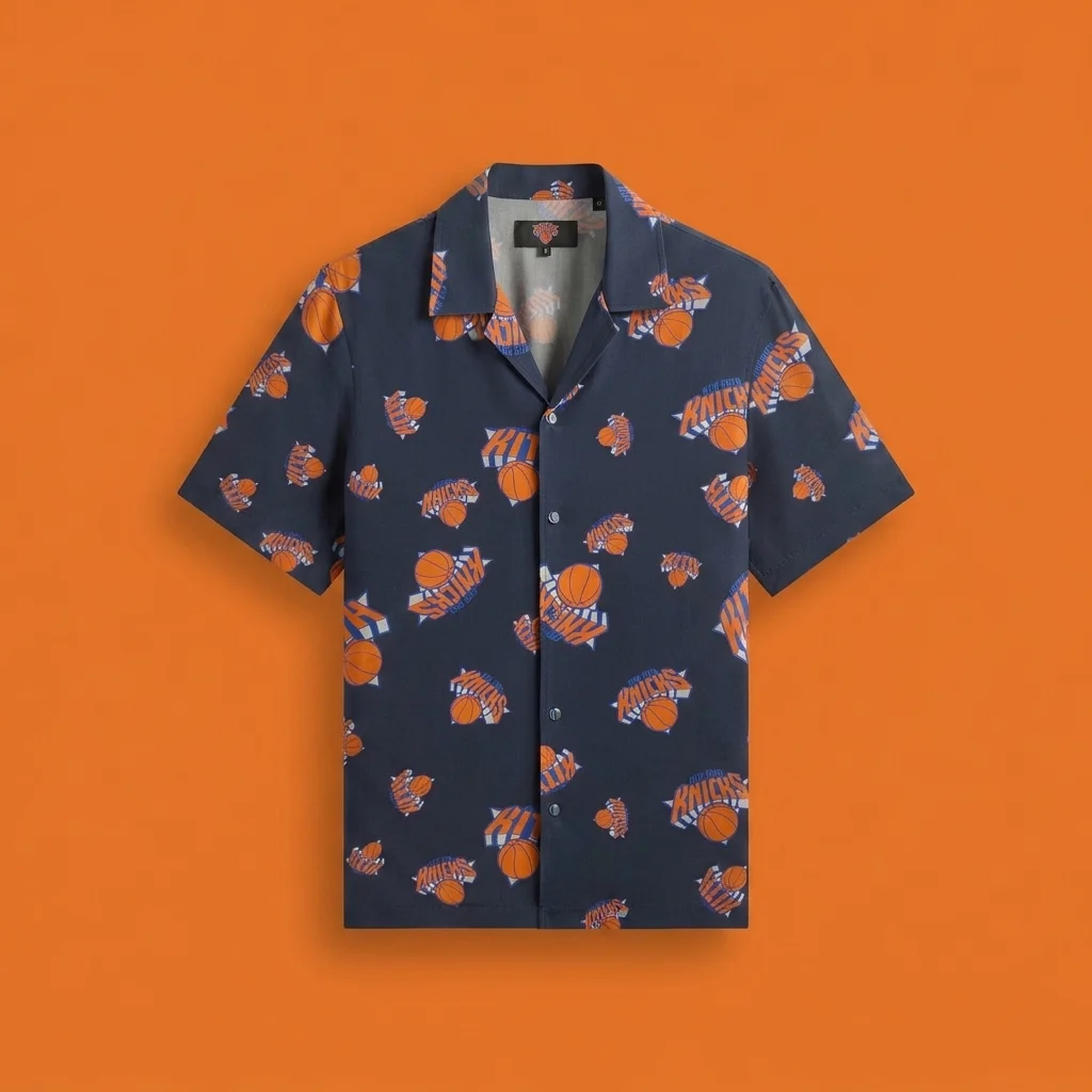 Kith for the New York Knicks Playoffs Thompson Camp Collar Shirt - Nocturnal