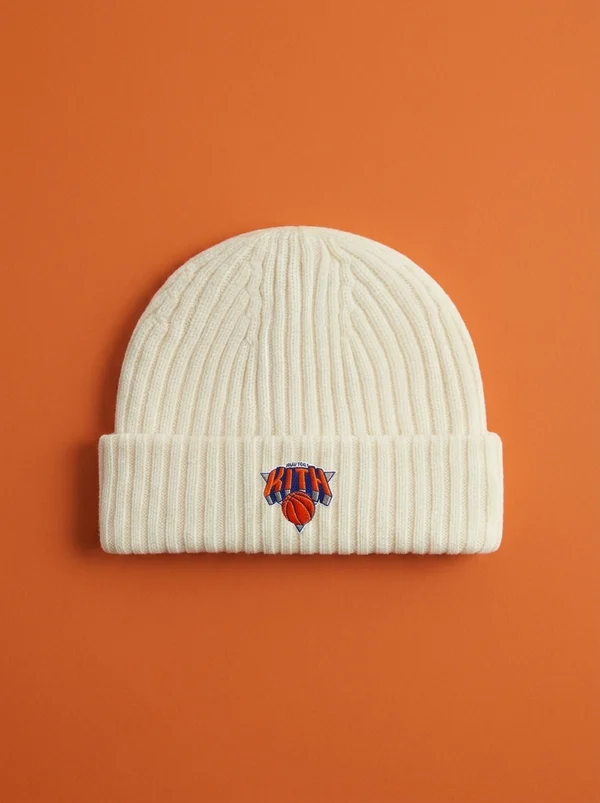 Kith for the New York Knicks Superman Logo Beanie - Sandrift