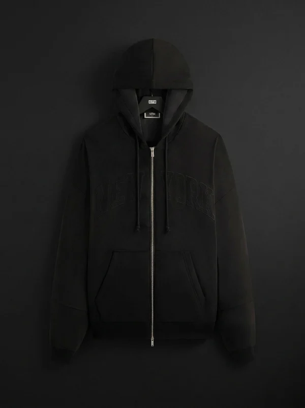 Kith for the New York Knicks Tonal Microsuede Cropped Braxton Hoodie - Black