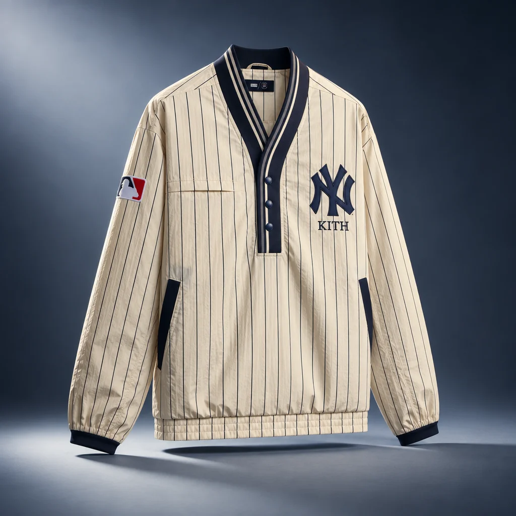 Kith for the New York Yankees Nylon Raffi Pullover - Sandrift