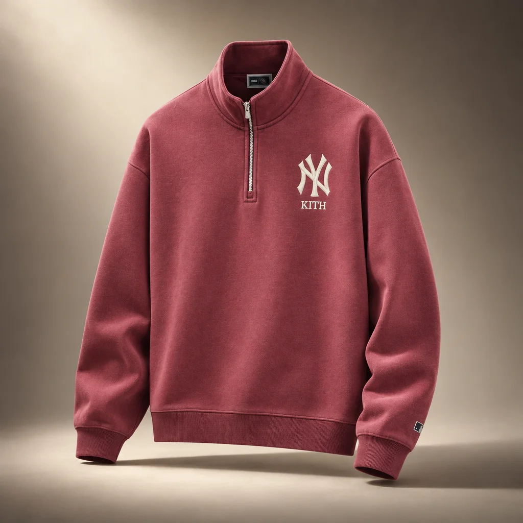 Kith for the New York Yankees Vintage Nelson Quarter Zip - Garnet