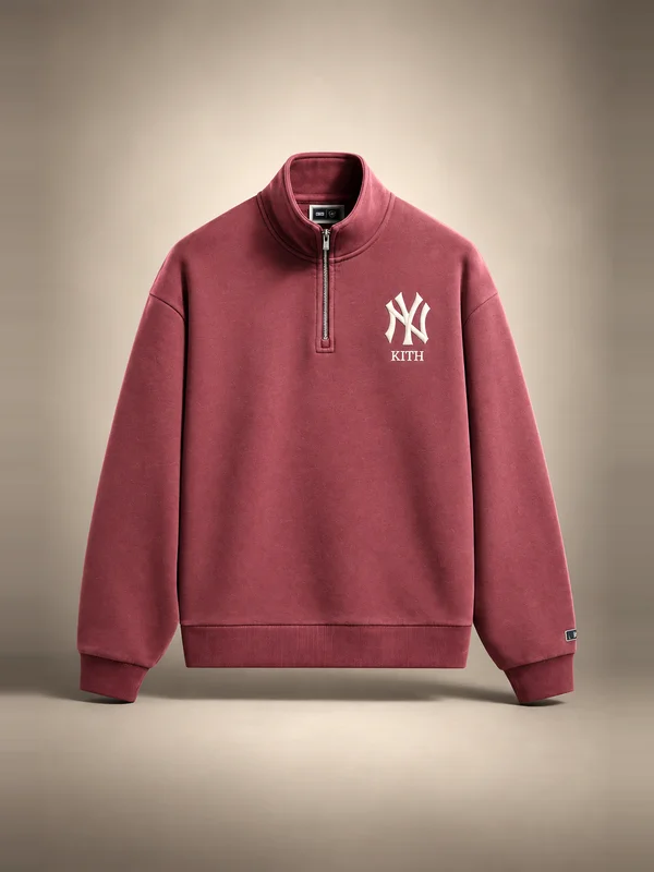 Kith for the New York Yankees Vintage Nelson Quarter Zip - Garnet