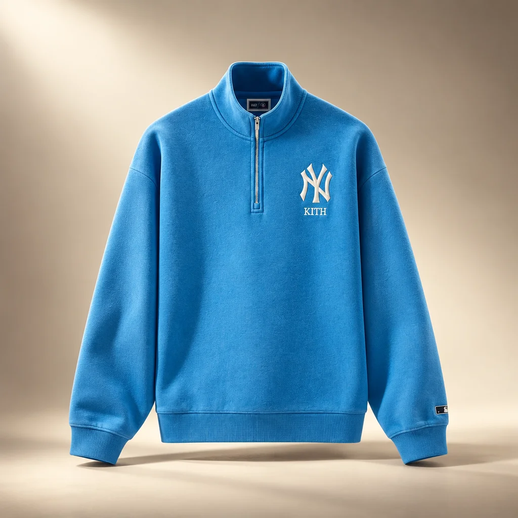 Kith for the New York Yankees Vintage Nelson Quarter Zip - Skylight