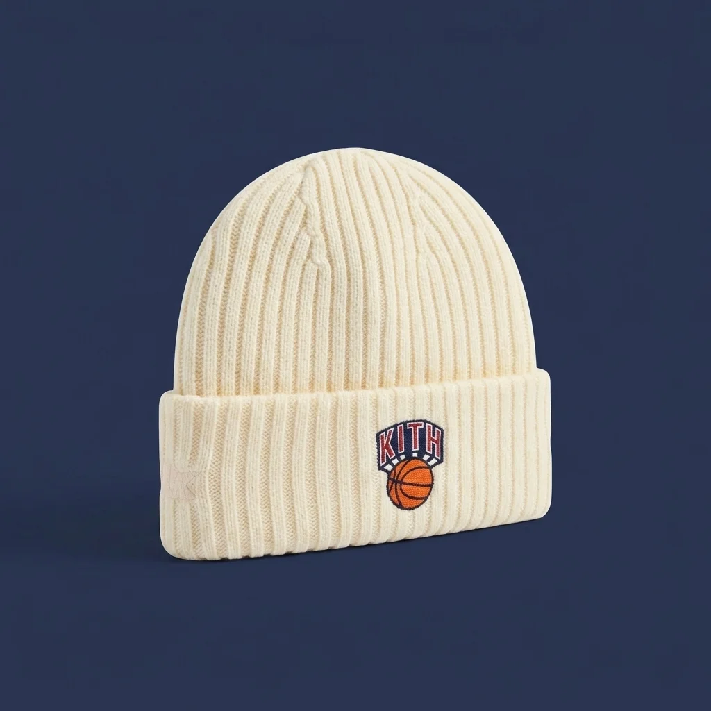 Kith & New Era for the New York Knicks Knit Beanie Sandrift