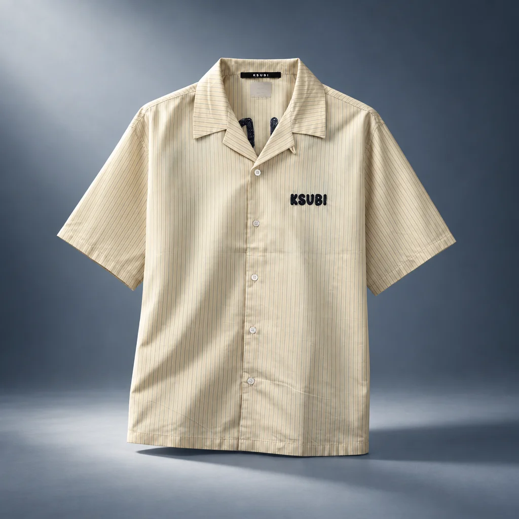 Ksubi Royalty Diner Short Sleeve Krete Stripe Shirt - Cream