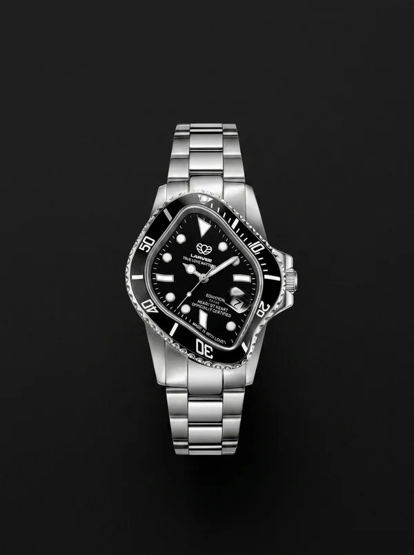 LAARVEE Silver Precision Steel - Black Bezel / Black Dial