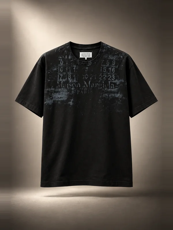 Maison Margiela Numeric Cotton Tee - Washed Black