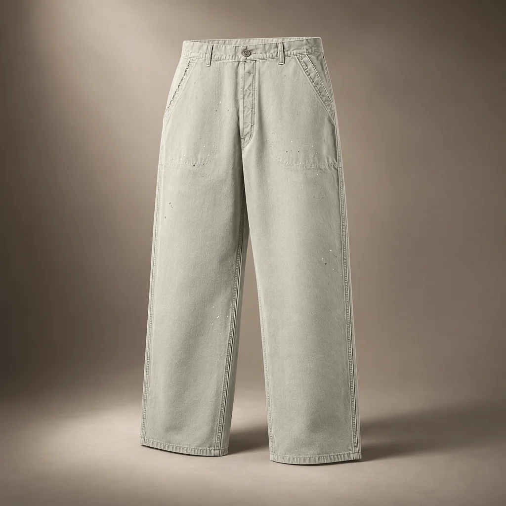 Maison Margiela Wide-Leg Paint Splattered Cotton Canvas Trouser - Gray