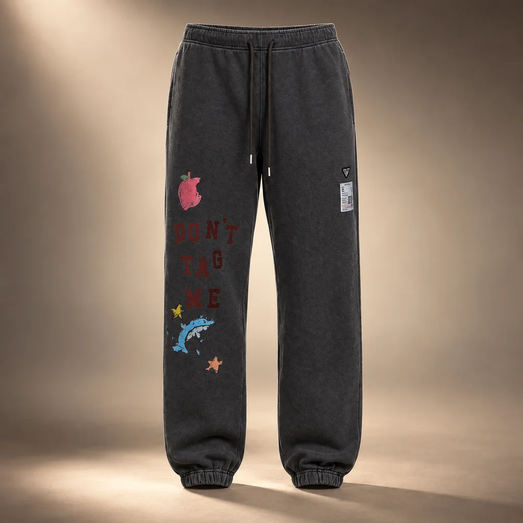 Maison MIHARA YASUHIRO Black 'Don't Tag Me' Kids Doodle Sweatpants