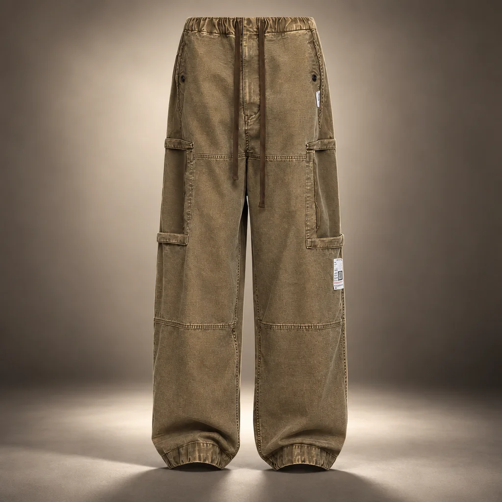 Maison MIHARA YASUHIRO Khaki Cotton Satin Cargo Pants