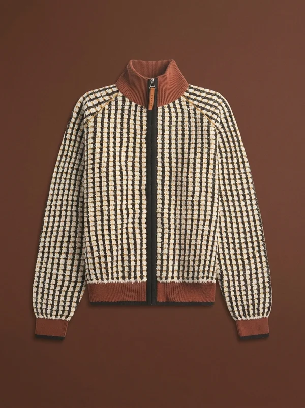 Marni Bouclé Zip-Up Sweater - Lily White