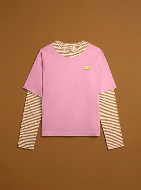 Marni Layered Cotton Tee - Pink / Mustard