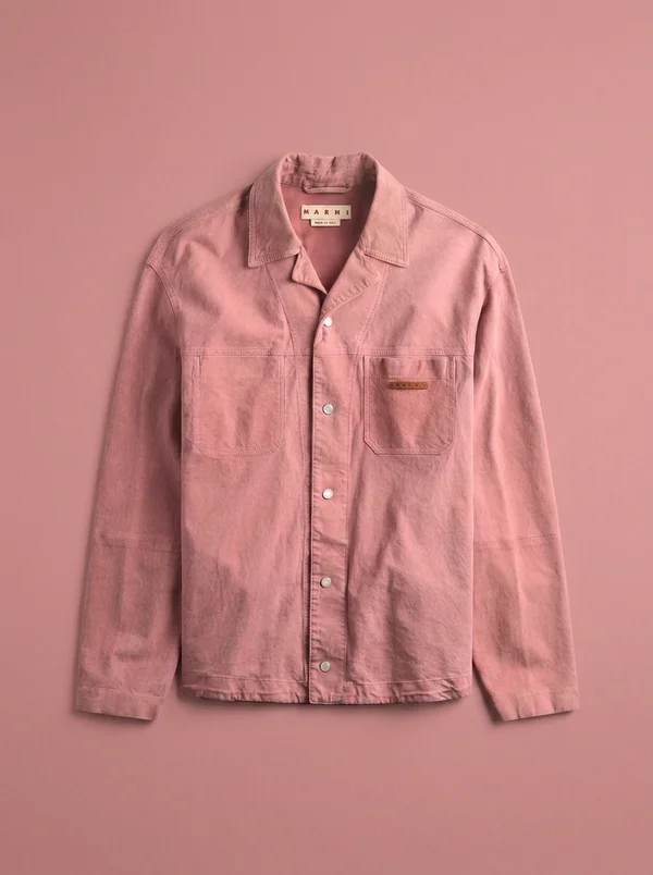 Marni Soft Suede Overshirt - Chalk Mauve