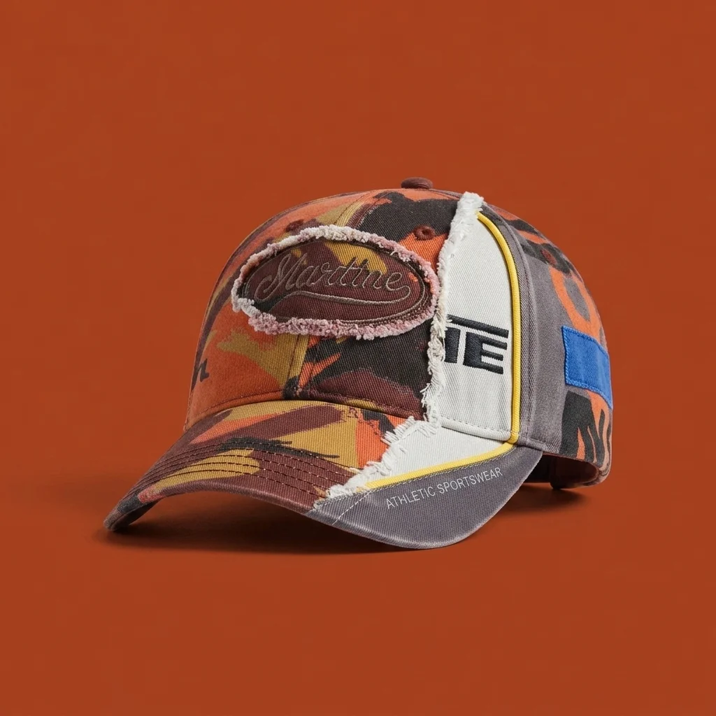 Martine Rose Collage Cap - Orange Camo / Grey