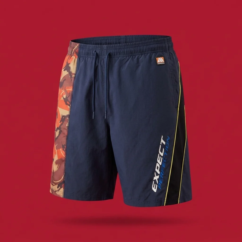 Martine Rose Collage Swim Short - Orange Camo / Navy