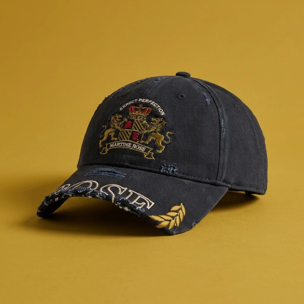 Martine Rose Cut Peak Cap - Black Washed