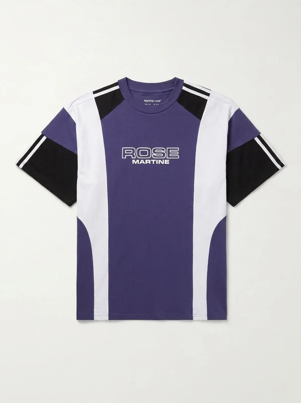 Martine Rose Oversized Panelled Tee - Purple Indigo