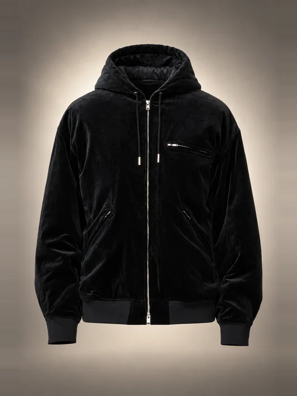 mastermind JAPAN Black MJ Velveteen Hooded Work Jacket