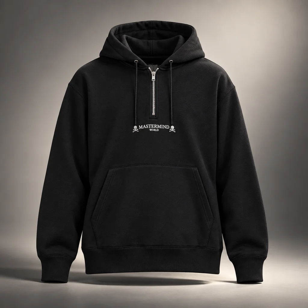 MASTERMIND WORLD Black MW Loopwheel Half-Zip Hoodie