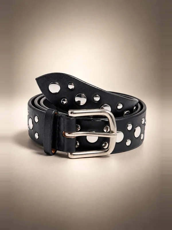 Maximum Henry Studded Slim Standard Belt - Black