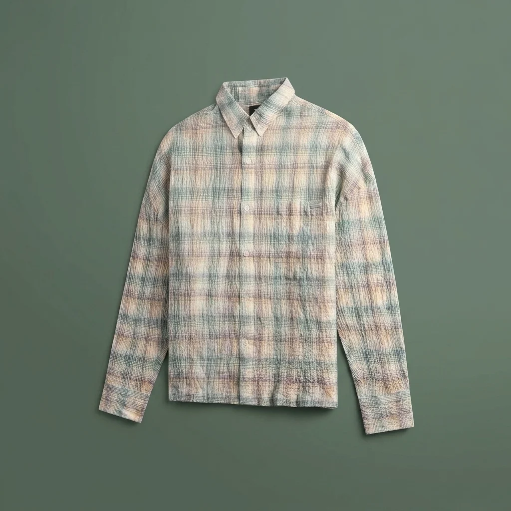 NAHMIAS Featherwieght Plaid Long Sleeve Shirt - Dusty Rainbow Shirting