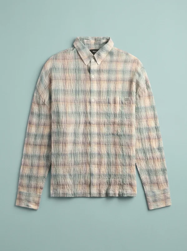 NAHMIAS Featherwieght Plaid Long Sleeve Shirt - Dusty Rainbow Shirting