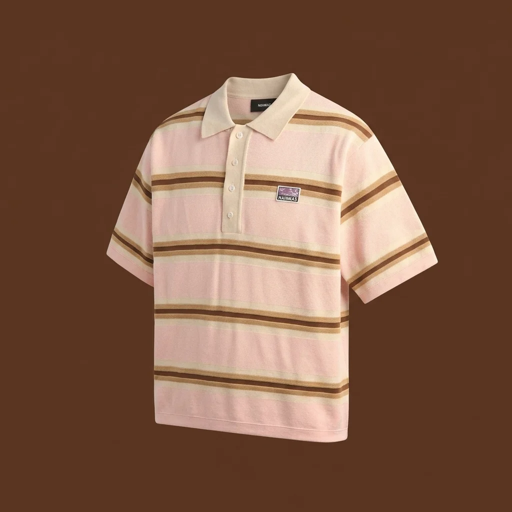 NAHMIAS Knit Striped Polo - Soft Pink Stripe