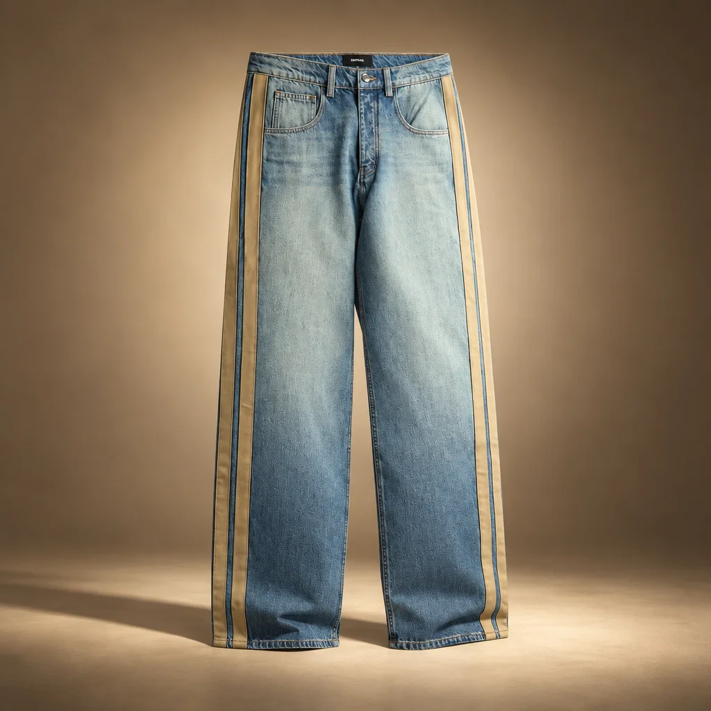 NAHMIAS Sunfade Denim Track Pant - Medium Indigo Wash