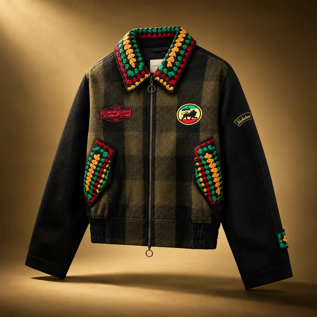 Nicholas Daley Patched Rebel Riot Jacket - Black / Olive