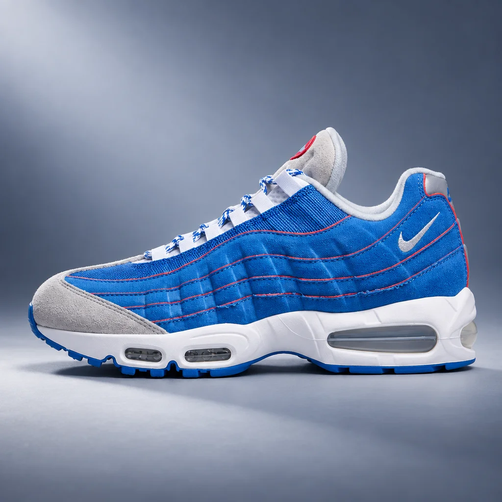 Nike Air Max 95 Sneaker - Blue Sapphire, Metallic Silver & Light Smoke