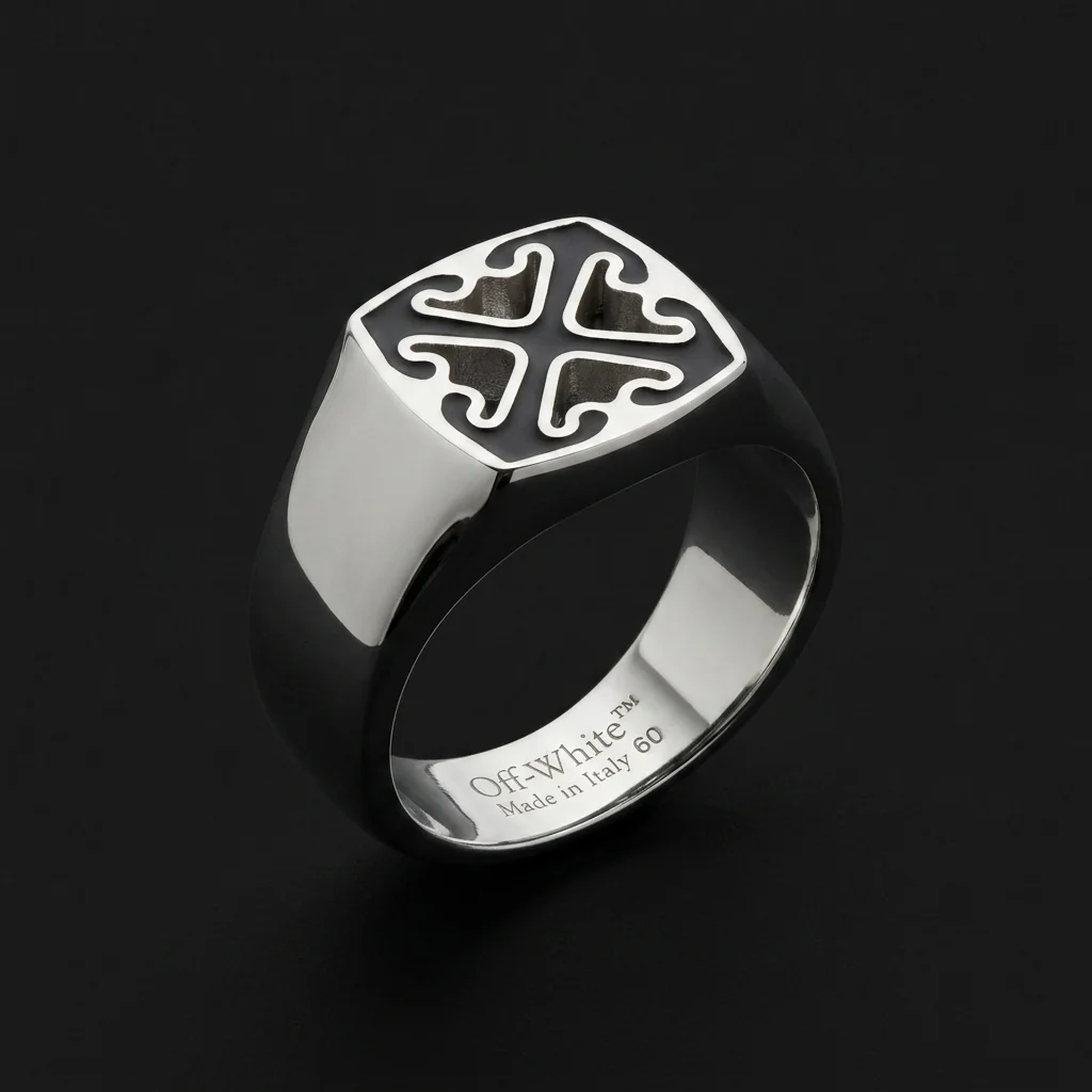 Off-White Enamel Arrow Ring