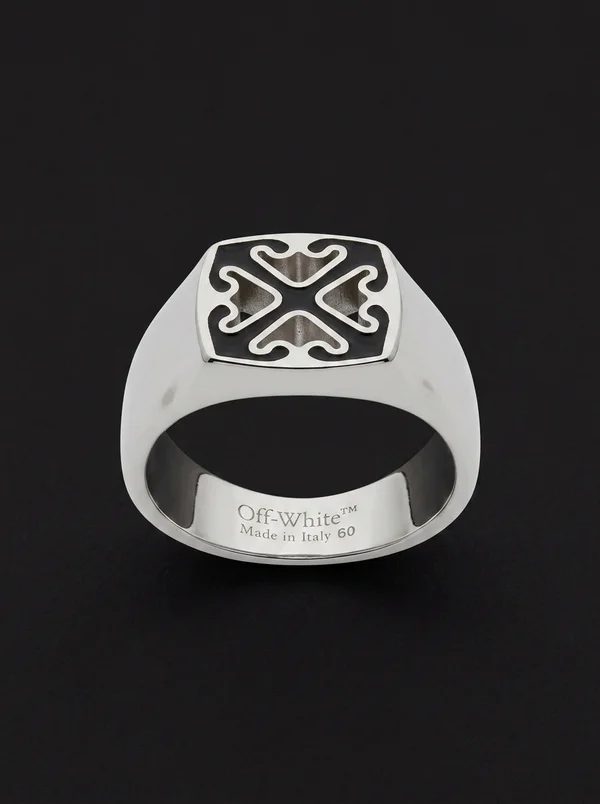 Off-White Enamel Arrow Ring