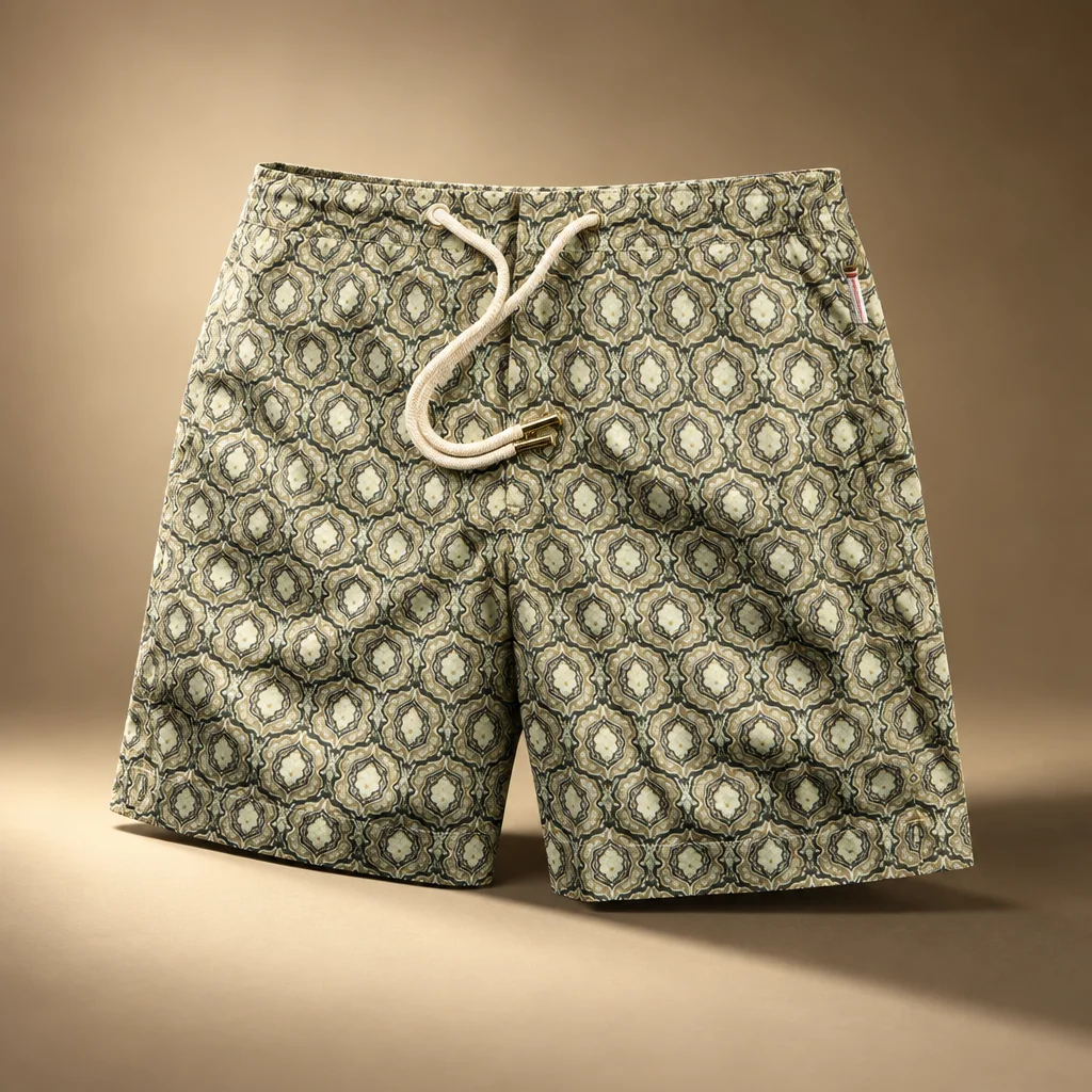 Orlebar Brown Bulldog Classic Fit Swim Short with Passetto Print - Bayleaf Green
