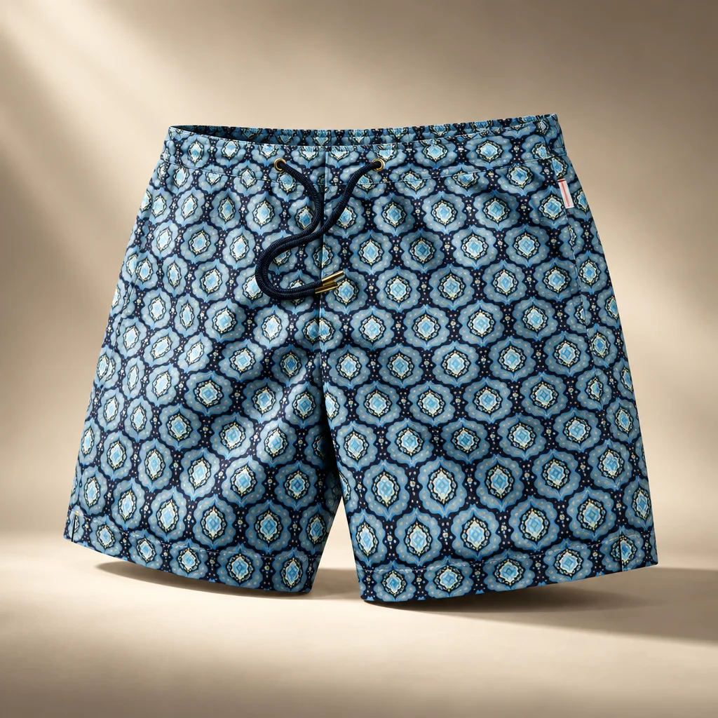 Orlebar Brown Bulldog Classic Fit Swim Short with Passetto Print - Night Iris