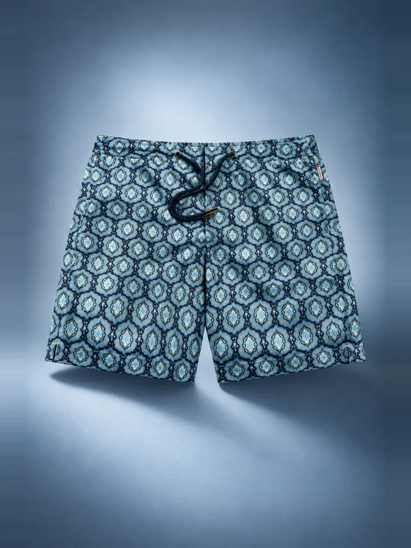 Orlebar Brown Bulldog Classic Fit Swim Short with Passetto Print - Night Iris