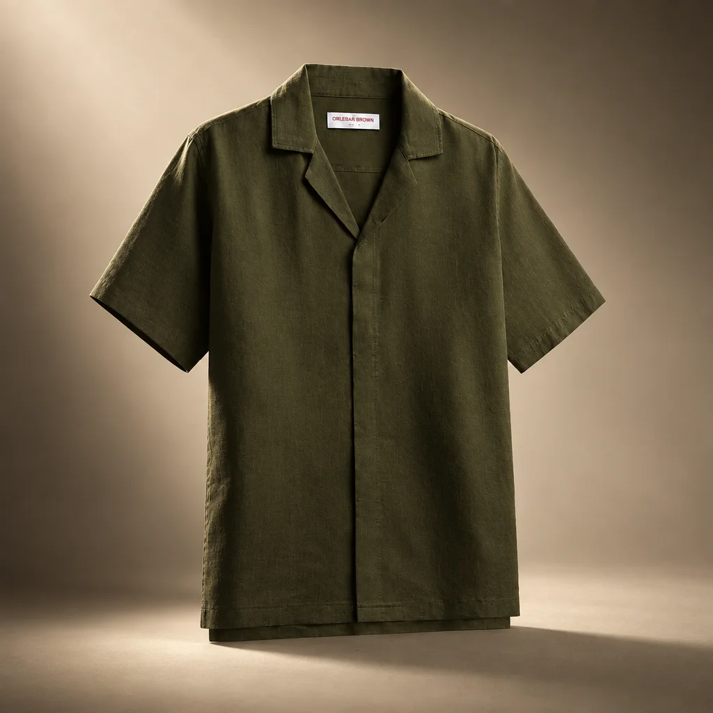 Orlebar Brown Maitan Lino Relaxed Fit Linen Shirt - Bayleaf Green