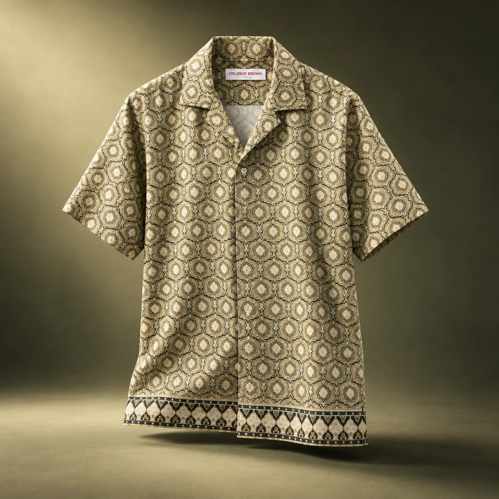 Orlebar Brown Maitan Relaxed Fit Passetto Print Shirt - Bayleaf Green