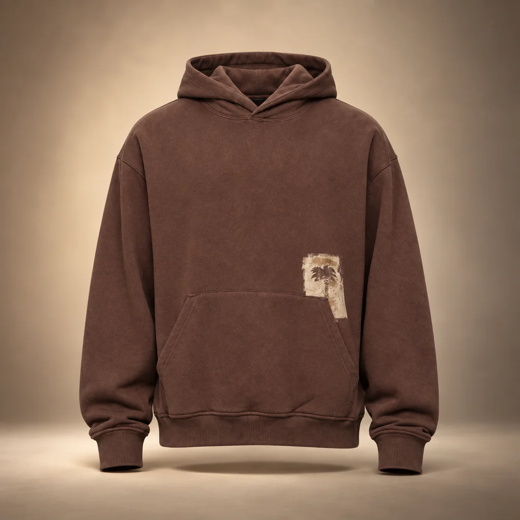 Palm Angels Brushed Palm Tree Regular Hoodie - Brown