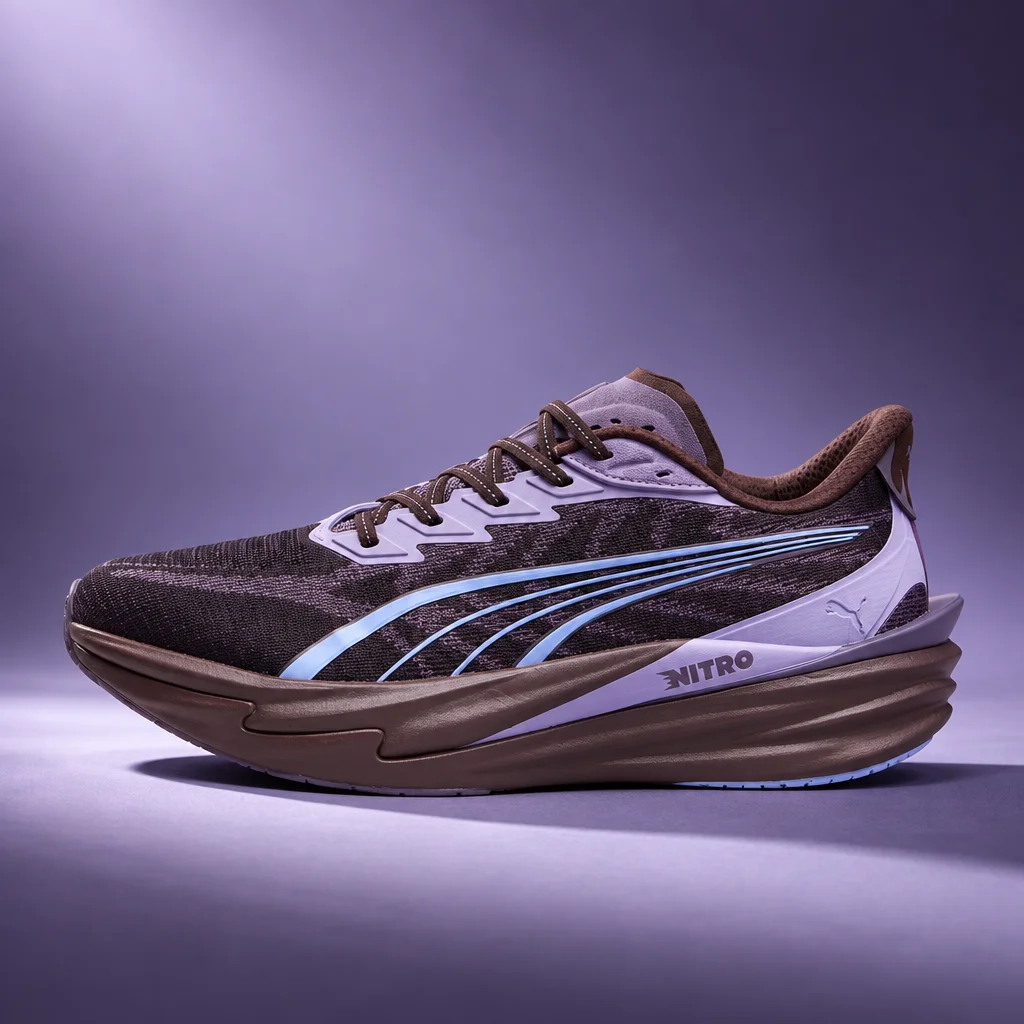 Puma Deviate Nitro 4 Sneaker - Chocolate Brown & Purple Charcoal